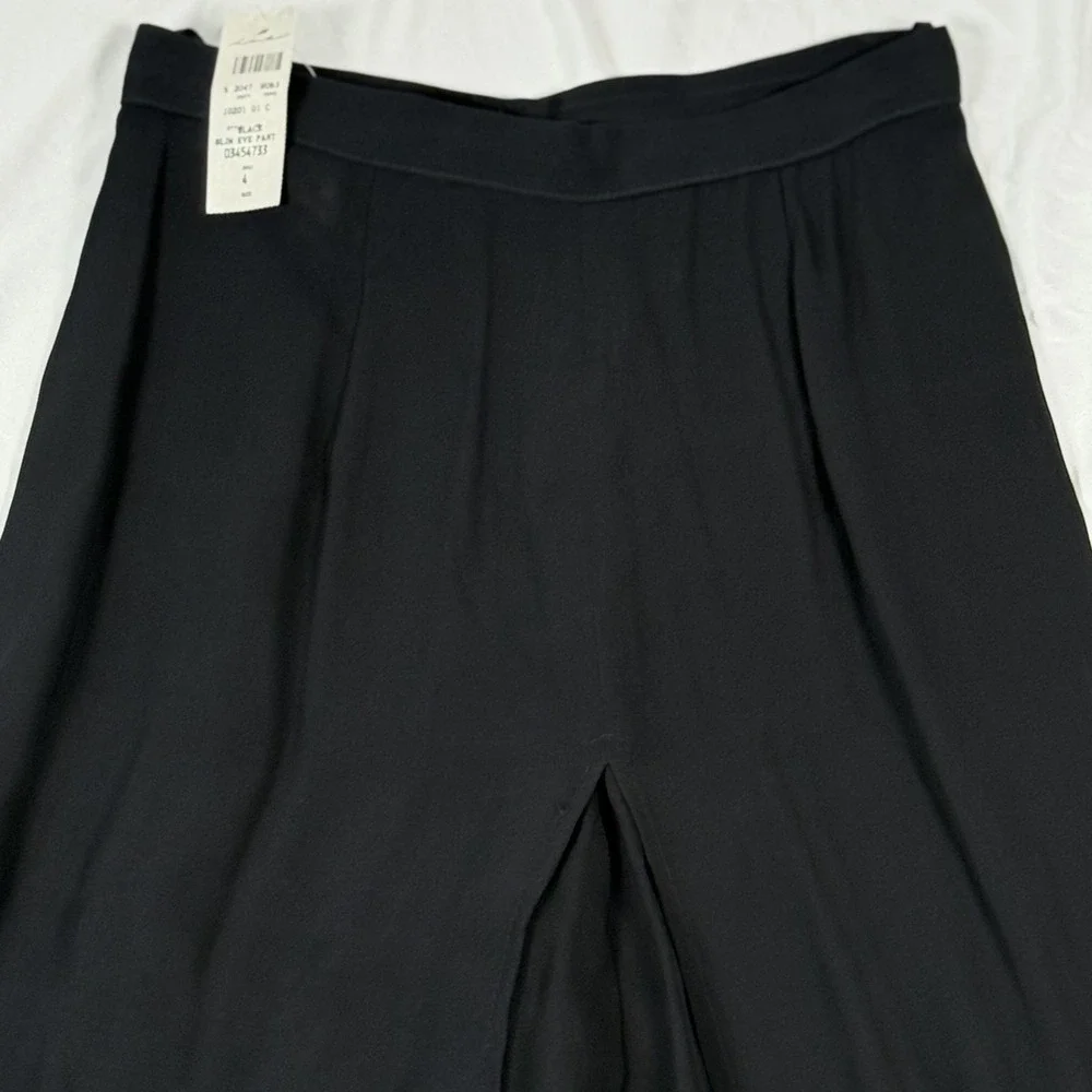 Vintage 90s Sheer Overlay Pants Sz 4 Black Slim Eve Wide Leg Palazzo USA NWT - Picture 2 of 10